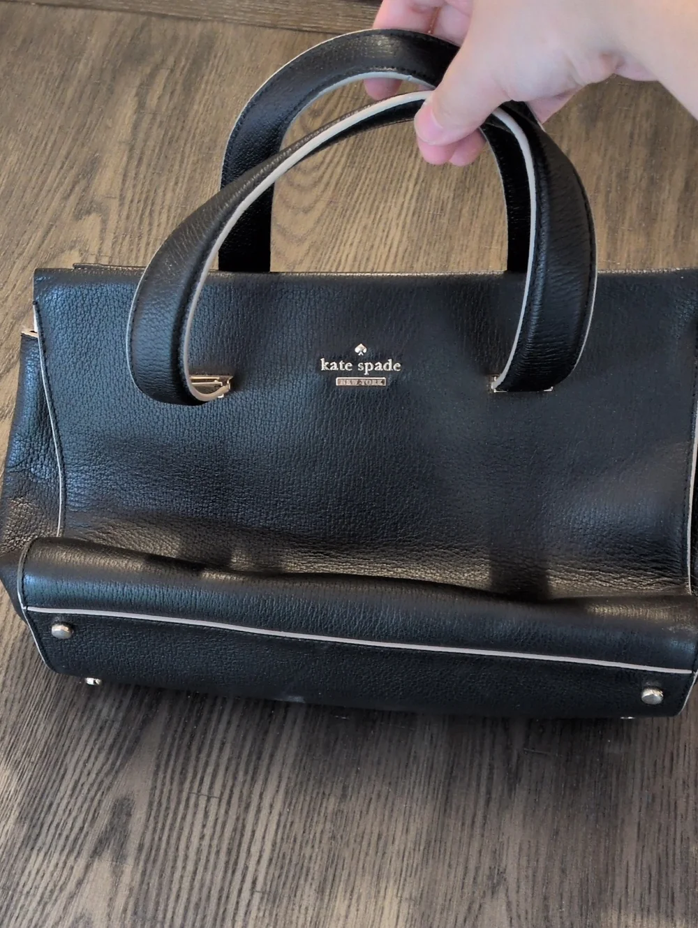 kate spade Black Leather Structured Top-Handle Briefcase